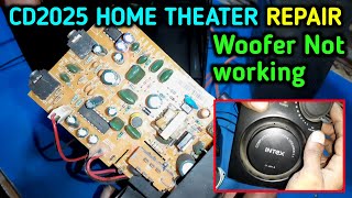 Intex Home theater repair woofer problem  CD2025 ic board repair  Electronics verma [upl. by Ahsinuq]