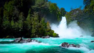 Huilo Waterfall and River 4k in Chilean Relaxing Nature Sounds Waterfall White Noise for Sleep [upl. by Carney]