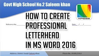 How to Create professional letterhead in microsoft word 2016 step by step [upl. by Nesrac]