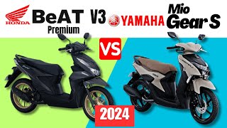 Honda BeAT v3 Premium vs Yamaha MIO Gear S  Side by Side Comparison  Specs amp Price  2024 [upl. by Novart]