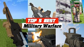 TOP 5 BEST MILITARY WARFARE Addon in Minecraft PE 121 GUN MODS 3D [upl. by Pooley]