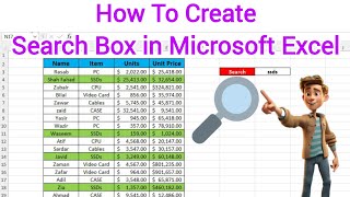 How To Create Search Box in Microsoft Excel [upl. by Zara723]