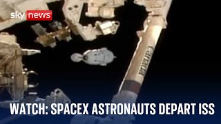 SpaceX Crew8 astronauts undock from ISS and begin journey home to Earth [upl. by Atterys640]