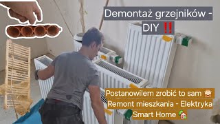 Remont mieszkania 2  Elektryka Smart Home demontaż grzejników pokojowych i łazienkowego [upl. by Chiou]