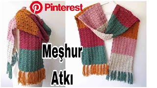 ATKI  RENKLİ ATKI  TIĞ İŞİ ATKI  CROCHET SCARF [upl. by Mcfarland]