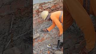 Use welding machine for cutting old wall rebar [upl. by Hach767]