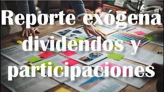 Reporte exógena dividendos y participaciones [upl. by Ahsiekit]