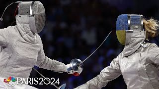 Olga Kharlan leads Ukraine fencing to GOLD in womens team sabre at Paris Olympics  NBC Sports [upl. by Fiester724]