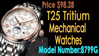 T25 Tritium 8799G Automatic Mechanical Watches 360 degree REVIEW [upl. by Yniffit]