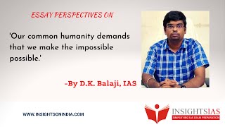 Essay Perspectives 20th June 2021  By DK Balaji IAS  Rank 36 CSE 2014 [upl. by Ilsa]