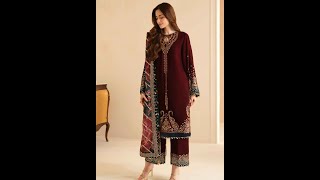 Embroidered Unstitched 3 Piece Velvet Suit EJVVF2038  Party Wear [upl. by Eggett688]