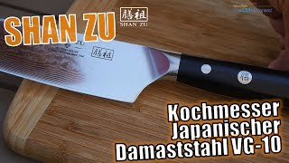 SHAN ZU Kochmesser Pro Series Japanischer Damaststahl VG10 mit G10 Griff  Handon [upl. by Ahsiret]