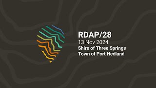 RDAP28  13 November 2024  Shire of Three Springs  Town of Port Hedland [upl. by Latrina]