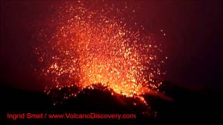 Lava flow and large explosion from Stromboli volcano Eolian Islands Italy [upl. by Htaras]