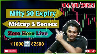 🔴Nifty 50 Expiry Zero Hero Sensex amp Midcap Bankex Bank Finnifty Options Trading 04042024 [upl. by Cornelie]