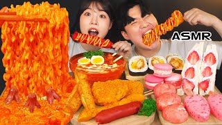 ASMR MUKBANG 편의점 직접 만든 불닭 떡볶이 양념치킨 김밥 디저트 먹방 amp 레시피 FRIED CHICKEN AND Tteokbokki EATING [upl. by Llednar]