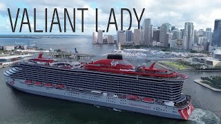 Valiant Lady Departure From Miami  DRONE FOOTAGE  The ADULTS ONLY Cruise Ship [upl. by Lesser109]