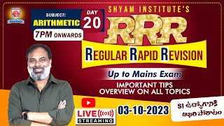 AP SI MAINS  ARITHMETIC  LIVE  Day20  shyaminstitute [upl. by Meisel379]