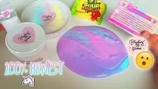 100 HONEST BLUSHINGBB FAMOUS SLIME SHOP SLIME REVIEW MIRROR GLOSS SLIMES [upl. by Hafinah]