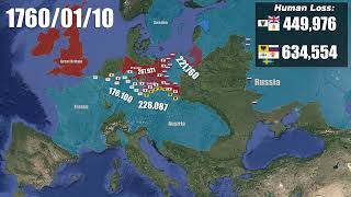 The Seven Years War Europe Every Day With Units Army Sizes [upl. by Connors122]