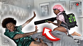 EXTREME LEAF BLOWER While My ANGRY GIRLFRIEND Is SLEEPING 💤  HILARIOUS [upl. by Einattirb]