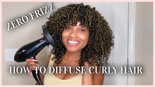 How To Diffuse Natural Curly Hair  NO FRIZZ  Tips amp Tricks [upl. by Adnauqaj]