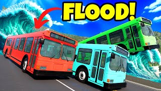 We Raced UPGRADED BUSES Against a Fast FLOOD in BeamNG Drive Mods [upl. by Tarah603]