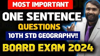 MOST IMPORTANT ANSWER IN ONE SENTENCE10TH STD GEOGRAPHYBOARD EXAM 2024PRADEEP GIRI SIR [upl. by Ytisahc]