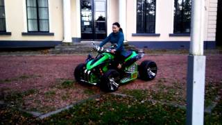 Girlfriend Tina trying to drift on a Spy 300F1 JLA Jinling streetquad [upl. by Orabelle]