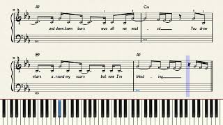 Cardigan  Taylor Swift  Easy Piano wletter notes [upl. by Ayhay]