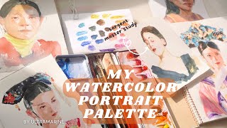 My watercolor palette for painting portrait ⎮ Sargent master study painting process 🎨 [upl. by Kristien]