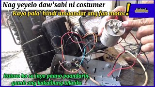 How to fix repair aircon not cooling  fan motor not working  capacitor check [upl. by Witkin]