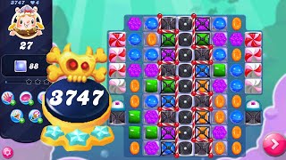 Candy Crush Saga Level 3747  Nightmarishly Hard Level  No Boosters  3 Sugar Stars 🌟🌟🌟 [upl. by Drawets]