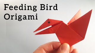 Origami a Feeding Bird How to Make Easy Origami a Feeding Bird [upl. by Anaihs]