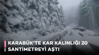 Karabükte kar kalınlığı 20 santimetreyi aştı [upl. by Legir]