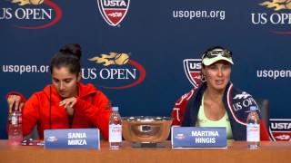 Open US 2015 Tennis Interview With Martina Hingis Sania Mirza Womens Doubles Final [upl. by Adallard]