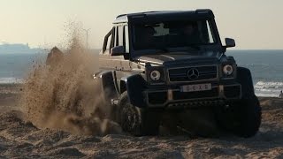 Mercedes G63 AMG 6X6 driving offroad at Knokke Beach [upl. by Ortiz]