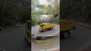 Tipper truck in sharp curve u turn hairpin bend ghat road drivingskills truckdrivingskills [upl. by Mattie]