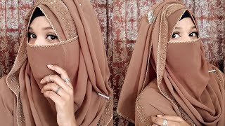 Stylish hijab and niqab tutorial with AbayaUnique hijab and niqab styleHijabis Freedom [upl. by Hillel]