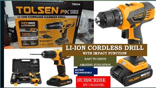 Review LiION Cordless Drill With Impect Function TOLSEN [upl. by Iorgos]