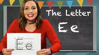 Letter E Lesson for Kids  Letter E Formation Phonic Sound Words that start with E [upl. by Ormsby]