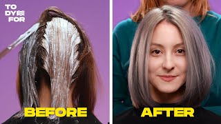 HOW TO DYE YOUR HAIR GREYSILVER  Brown to Silver Hair transition  TO DYE FOR [upl. by Dalli925]