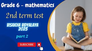 grade 6 maths English medium  grade 6 second term test  education wamh [upl. by Cacka]