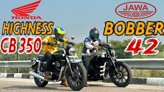 JAWA Bobber 42 vs Honda Highness cb 350 Drag Race  TopEnd Test  CB killer😲 [upl. by Laise206]