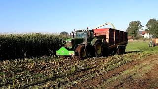 Claas Jaguar 960 mit JohnDeere Gespanne im Mais [upl. by Naujd596]