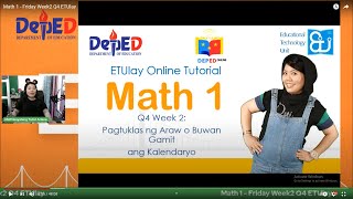 Math 1 Week 2 Quarter 4 ETUlay Pagtuklas ng Araw o Buwan Gamit ang Kalendaryo [upl. by Severn675]