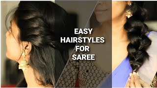 Easy hairstyle for saree Hairstyle for girls saree hairstyles for medium hair Preity Neereekshan [upl. by Lika378]