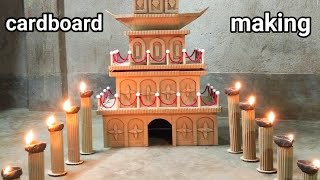 how to make cardboard Temple making  cardboard diwali decoration ideas [upl. by Anoit]