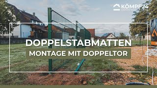 Doppelstabmatten mit Doppeltor auf Gras  Montageanleitung [upl. by Ahsam457]