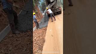 Poor Construction Process Of Pouring Concrete For Widening Rural Road [upl. by Cassondra]